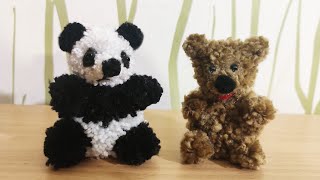 How to Make a Panda Pompom  Teddy Bear Making with Wool at home  pom pom making [upl. by Teiluj405]