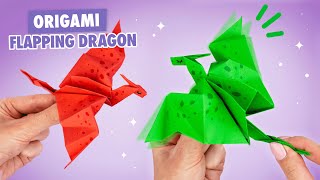 Оригами Дракон из бумаги машущий крыльями  Origami Flapping Paper Dragon [upl. by Ellinger553]