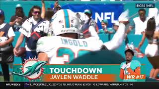 Jaylen Waddle to the left for 4 yard touchdown [upl. by Atnim8]