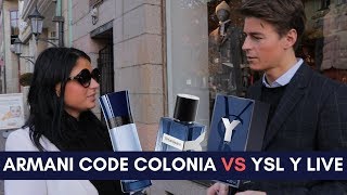 Armani Code Colonia VS YSL Y Live  Girls Reactions [upl. by Atlas]