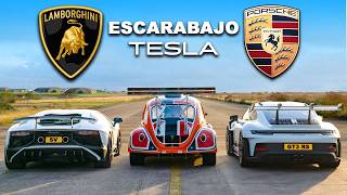 Lambo Aventador SV vs 911 GT3 RS vs Escarabajo Tesla ARRANCONES [upl. by Aicsila]