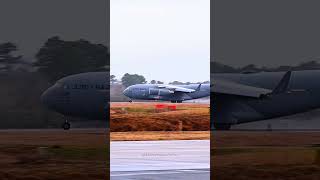 The C17 uses strong thrust to complete a short takeoff usairforce usaf c17globemaster [upl. by Akila]