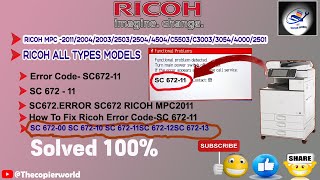 SC67211 Ricoh Error  Ricoh 2011Error Code SC670 SC672  Ricoh quotPlease Waitquot Problem  SC67211 [upl. by Aneles]