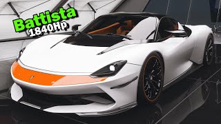 FORZA HORIZON 5  AUTOMOBILI PININFARINA BATTISTA CUSTOMIZATION amp TOP SPEED [upl. by Annasiul]