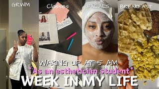 Just a girl in her 20s ᥫ᭡ 5am Mornings as an Esthetician Student Classes Getting a Facial GRWM [upl. by Monroe]