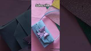 Beautiful paper pursepaper bagshortspaper craft [upl. by Yleen670]