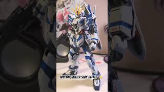 Applying water slide decals MG 1100 Narrative Gundam CPacks gundam buildgundam customgundam [upl. by Oettam854]