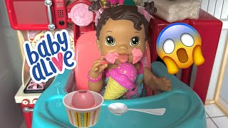 NEW Baby alive doll Afternoon routine Lily has too much ice cream [upl. by Shirlee]