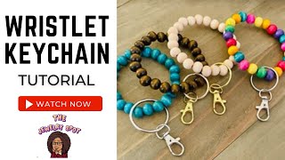 Beaded Wristlet Tutorial Wristlet Keychain Tutorial Wood Bead Wristlet DIY [upl. by Ettelracs]