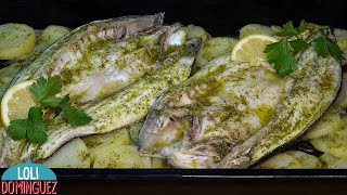 RECETA FÁCIL DE PESCADO AL HORNO CON PATATAS SALUDABLE Y DELICIOSA  Loli Domínguez  PESCADO [upl. by Julieta]