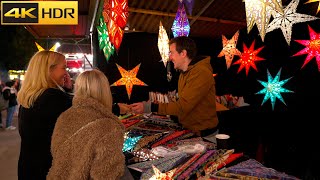 Londons First Christmas Market 2022 Southbank Walk watching Christmas Lights 4K HDR [upl. by Sandry949]