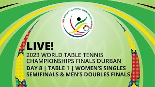 LIVE  T1  Day 8  World Table Tennis Championships Finals Durban 2023  WS SF amp MD Finals [upl. by Aikaz]