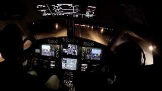 VIEWS FROM THE COCKPIT Pilatus PC12 NG Night Landing with SmartView Synthetic Vision [upl. by Akirahc921]