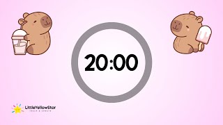 Capybara Timer For Kids  20 Minutes Countdown Timer For Kids With Lofi Music  Lofi Classroom Timer [upl. by Tomkin]