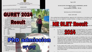 NE SLET result 2024  GURET result 2024  phD admission in Tezpur University 2024  Assam [upl. by Nolitta]