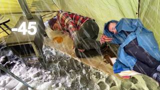 EXTREME 45° Solo Camping 4 Days  Snowstorm amp Winter Camping in a Snowstorm HOT TENT [upl. by Oirasor]