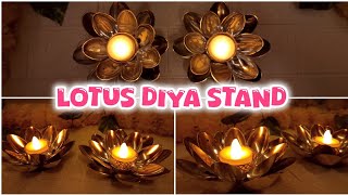 Diwali decoration ideas at home  DIY Diya Stand From Plastic Spoons  Waste material craft ideas [upl. by Musa519]