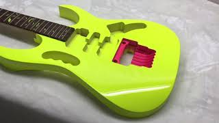 Ibanez JEM 777 VDY Desert Neon Yellow Refinish  Sims Custom Shop Guitar Painting [upl. by Eenalem]