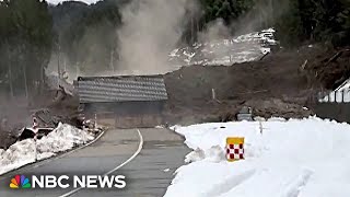 Video shows dramatic landslide during deadly Japanese earthquake [upl. by Cosimo878]