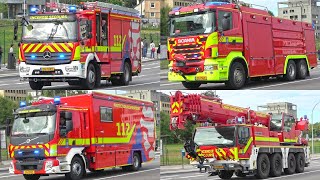 Eine Feuerwehr zieht um  Fahrzeugparade durch die Stadt und erster Einsatz  Feuerwehr Luxemburg [upl. by Telimay]