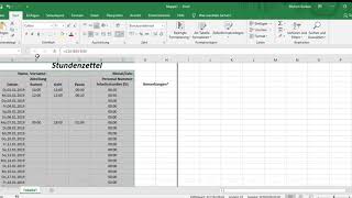 StundenzettelArbeitsnachweisZeiterfassung erstellen in Excel [upl. by Ketti]