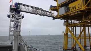 Uptime 234m AMC gangway accessing the Trianel Borkum West wind turbines and substation [upl. by Ru]