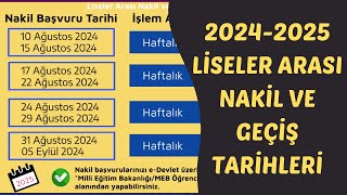 20242025 Liseler Arası Nakil Takvimi  MEB [upl. by Dj]