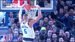 Kristaps Porzingis Spectacular Putback Dunk in Return to New York 141119 [upl. by Kcirtap]