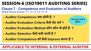 ISO 19011 2018 Clause 7 I Competence and Evaluation of Auditors [upl. by Niwle11]