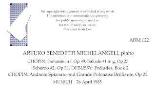 ARTURO BENEDETTI MICHELANGELI piano MUNICH 1985 [upl. by Atcele225]