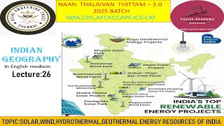 SolarWindHydrothermalGeothermal Resources of India Lecture26 for all exams cdsndaafcatcapf [upl. by Fishman]