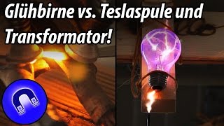 TeslaspuleTransformator vs Glühbirne [upl. by Atiroc]