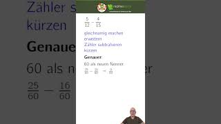 Weisst Du noch wie man mit Brüchen rechnet Die Bruch  Subtraktion einfach erklärt [upl. by Enymzaj348]