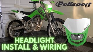 Polisport Halo Headlight Installation and Wiring  2022 Kawasaki KLX140RF KLX 140 RF [upl. by Ramalahs]