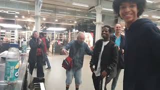 Absolutely Incredible Boogie Woogie Piano Duet at St Pancras Station [upl. by Haimorej]