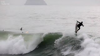 Watch surfers ride big waves in Cayucos California [upl. by Kisung324]