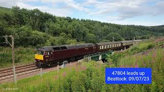 West Coast 47804 leads 57314 amp 13 coaches up Beattock 090723  4K [upl. by Ophelie]