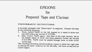 Epigone  For prepared tape and clarinet [upl. by Grindlay]