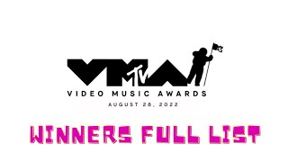 MTV VMA 2022 WINNERS FULL LIST [upl. by Airtemed]