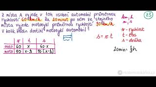 PŘIJÍMAČKY 2021 Slovní úloha o pohybu Z bodu A vyjede auto rychlostí [upl. by Anahpos]