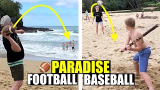 FOOTBALL and BASEBALL GAME in PARADISE 🏈🏝⚾️ [upl. by Idzik]