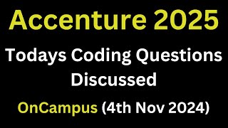 4th Nov 2024 Accenture Todays Actual Coding Questions 2025 Batch  Accenture Coding accenture [upl. by Johansen924]