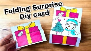 HOE TEKEN JE EEN UITVOUWBARE SUPRISE KERSTKAART Makkelijk kerst Folding Card [upl. by Riem323]