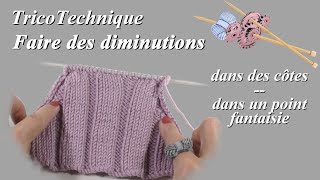 Tuto tricot  Diminutions dans un point fantaisie [upl. by Notse]