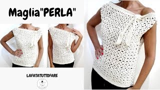 TUTORIAL Maglia quotPerlaquot maglia in cotonelafatatuttofare [upl. by Jordison]