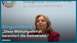 Bürgerlotterie Statement von Bundestagspräsidentin Bärbel Bas am 210723 [upl. by Holna]