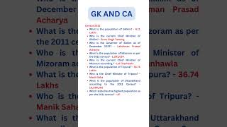 Census 2011 and North East Chief Ministers  youtubeshorts currentaffairs vitorrclasses [upl. by Giraldo]