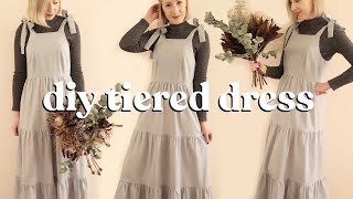 How To Make A Tiered Maxi Dress With Tie Up Straps [upl. by Enneiviv]