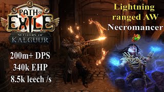 PoE 325 Settlers of Kalguur  200m DPS Lightning ranged Animate Weapon Necromancer guide [upl. by Gherardo]