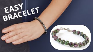 How To Make a Beaded Wire Bracelet  Easy Beginners Jewelry Tutorial [upl. by Ordnasil313]